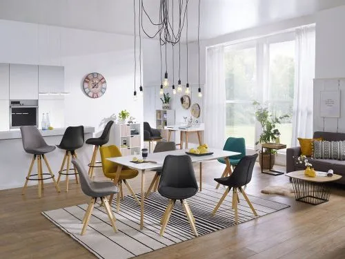 2er Set Esszimmerstuhl LIMA | in Stoffbezug | hellgrau