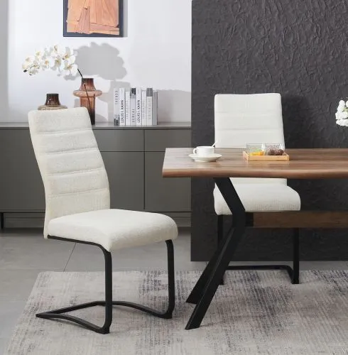 2er Set Freischwinger Leni | Strukturstoff | creme