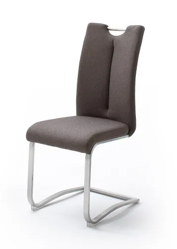2er Set Freischwinger Stuhl Artos | Feingewebe | Edelstahl | braun