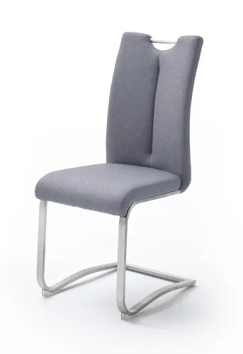 2er Set Freischwinger Stuhl Artos | Feingewebe | Edelstahl | grau