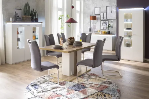 2er Set Freischwinger Stuhl Artos | Kunstleder | Edelstahl | braun