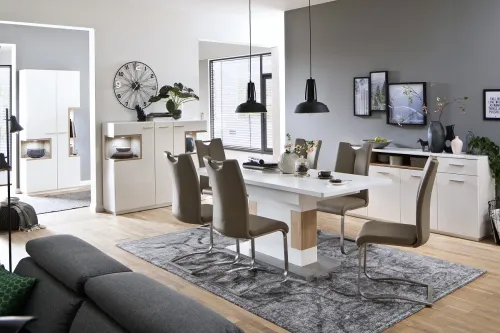 2er Set Freischwinger Stuhl Artos | Kunstleder | Edelstahl | cappuccino