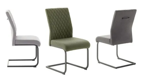 2er Set Freischwinger Stuhl Asti | Feingewebe | grau