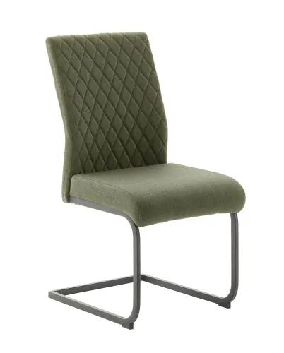 2er Set Freischwinger Stuhl Asti | Feingewebe | Oliv