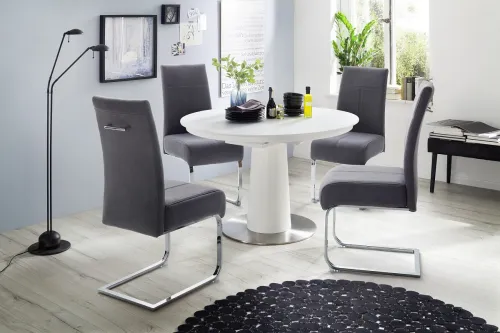 2er Set Freischwinger Stuhl Foshan | mit feinem Webstoff | anthrazit