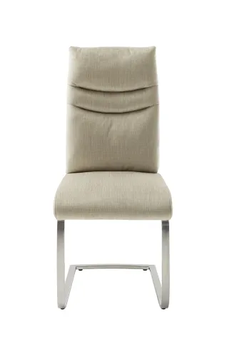 2er Set Freischwinger Stuhl Gibara | Edelstahl | creme
