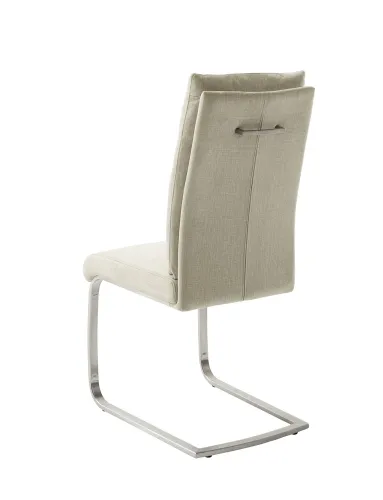 2er Set Freischwinger Stuhl Gibara | Edelstahl | creme