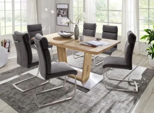2er Set Freischwinger Stuhl Rabea | grau