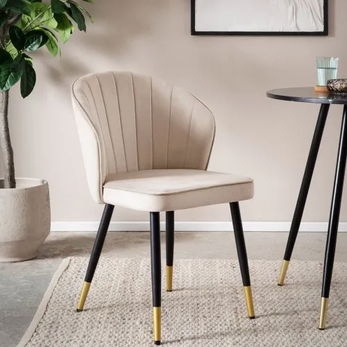 2er Set Polsterstuhl Shella | samt | beige