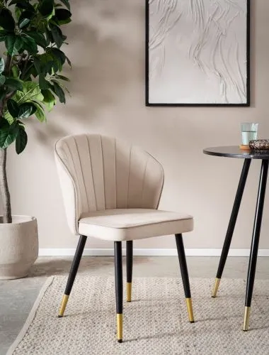 2er Set Polsterstuhl Shella | samt | beige