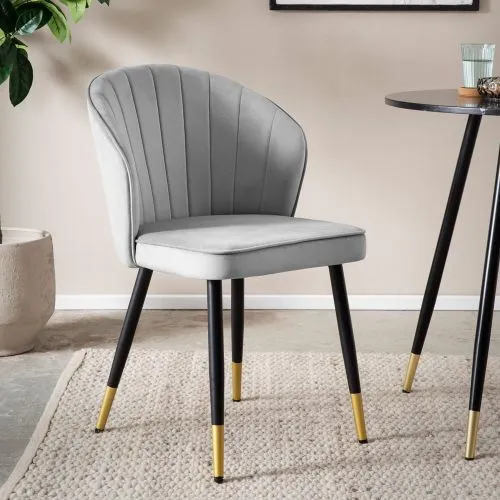 2er Set Polsterstuhl Shella | samt | grau