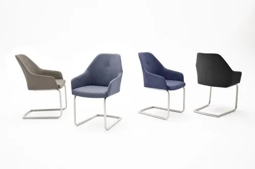 2er Set Schwingstuhl Madita | mit Armlehnen | Kunstleder | taupe