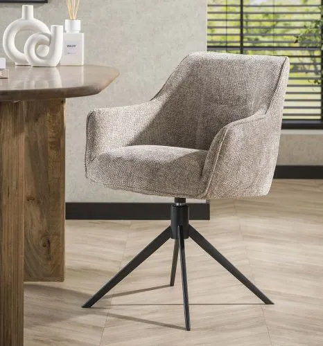 2er Set Sonna mit Armlehnen | drehbar | Webstoff | Sandfarbe