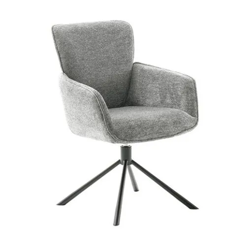 2er Set Stuhl Amber mit Armlehnen | drehbar | grau