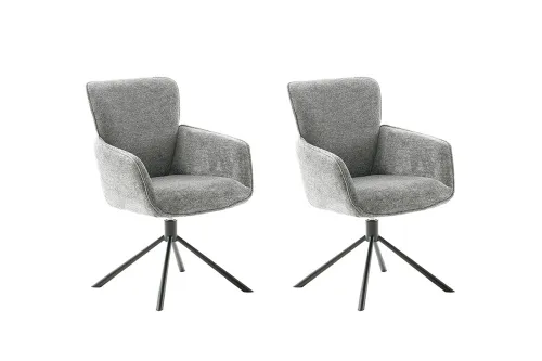 2er Set Stuhl Amber mit Armlehnen | drehbar | grau