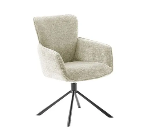 2er Set Stuhl Amber mit Armlehnen | drehbar | weiß / creme