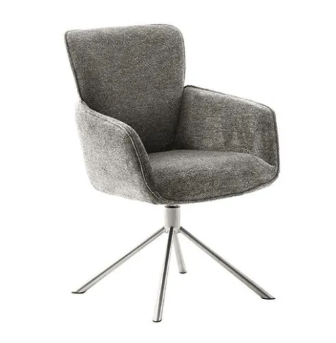 2er Set Stuhl Amber mit Armlehnen | Edelstahl | drehbar | braun / cappuccino