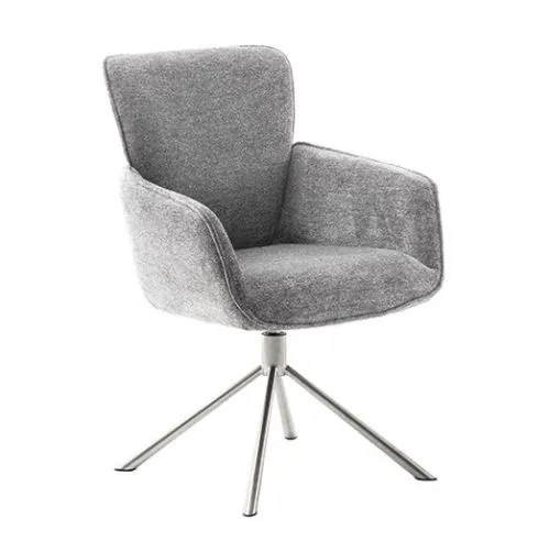 2er Set Stuhl Amber mit Armlehnen | Edelstahl | drehbar | grau