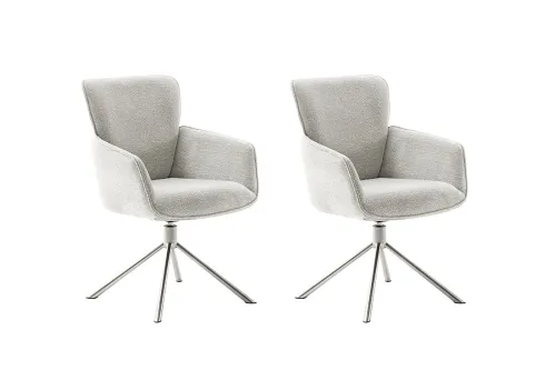 2er Set Stuhl Amber mit Armlehnen | Edelstahl | drehbar | hellgrau