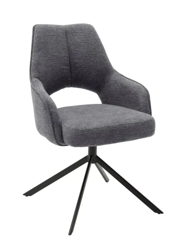2er Set Stuhl Bangor | drehbar | Chenille Optik | anthrazit
