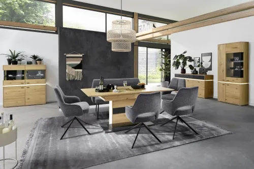 2er Set Stuhl Bangor | drehbar | Chenille Optik | anthrazit