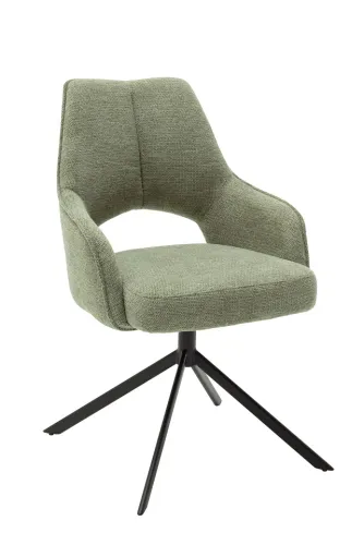 2er Set Stuhl Bangor | drehbar | Chenille Optik | oliv