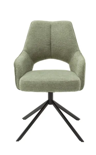 2er Set Stuhl Bangor | drehbar | Chenille Optik | oliv