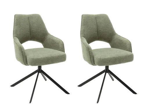 2er Set Stuhl Bangor | drehbar | Chenille Optik | oliv
