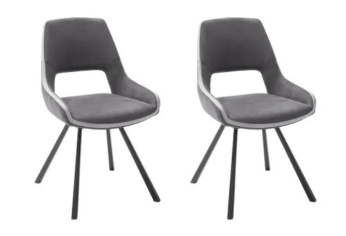 2er Set Stuhl Bayonne | Webstoff | drehbar | dunkelgrau