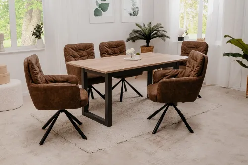 2er Set Stuhl Bobby mit Armlehnen | drehbar | braun