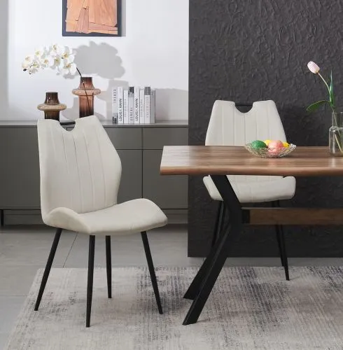 2er Set Stuhl Christin | Samtbezug | creme