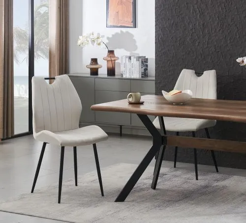 2er Set Stuhl Christin | Samtbezug | creme