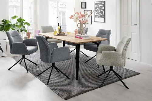 2er Set Stuhl Diveria mit Armlehnen | drehbar | taupe / sandfarben