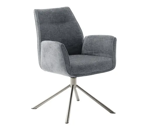 2er Set Stuhl Diveria mit Armlehnen | Edelstahl | drehbar | anthrazit / grau