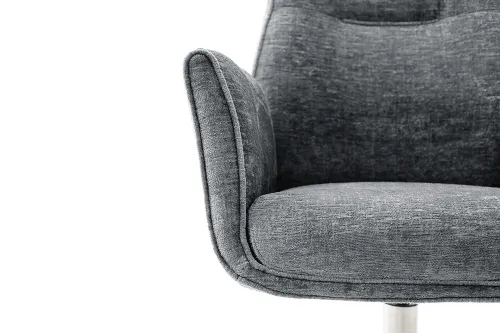 2er Set Stuhl Diveria mit Armlehnen | Edelstahl | drehbar | anthrazit / grau