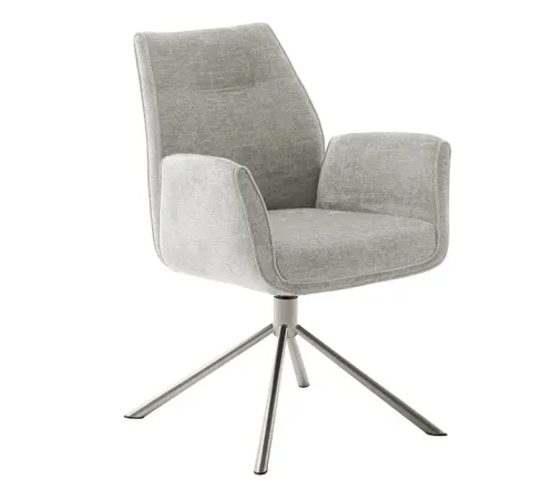 2er Set Stuhl Diveria mit Armlehnen | Edelstahl | drehbar | taupe / sandfarben