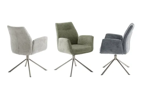 2er Set Stuhl Diveria mit Armlehnen | Edelstahl | drehbar | taupe / sandfarben