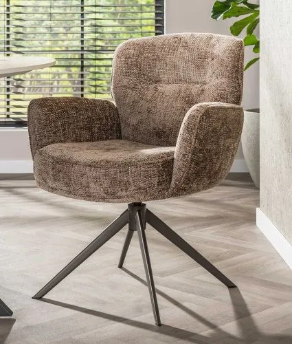 2er Set Stuhl Duba | drehbar | Hoven-Stoff | champagne-braun