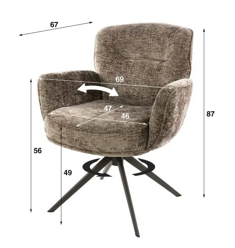 2er Set Stuhl Duba | drehbar | Hoven-Stoff | champagne-braun