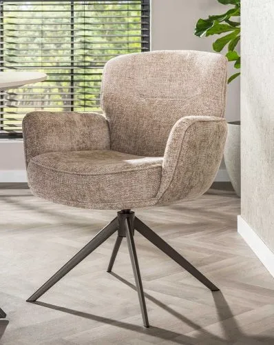 2er Set Stuhl Duba | drehbar | Hoven-Stoff | sand - braun