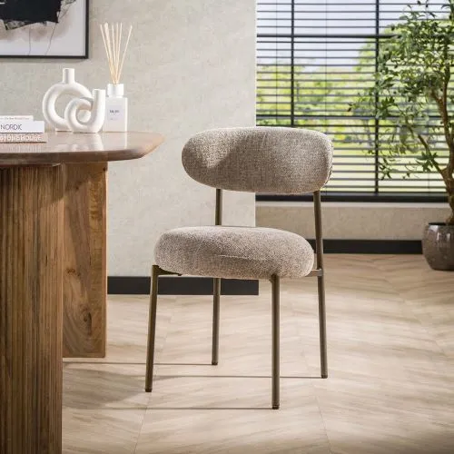 2er Set Stuhl Elysia | Cargo Stoff / Strukturgewebe | sand-braun