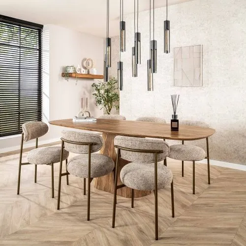 2er Set Stuhl Elysia | Cargo Stoff / Strukturgewebe | sand-braun