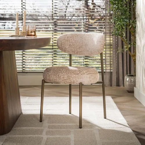 2er Set Stuhl Elysia | Monti Stoff / Strukturgewebe | sand-braun