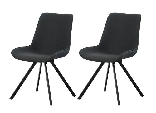 2er Set Stuhl Emilia | Webstoff | drehbar | Anthrazit
