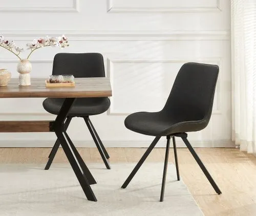 2er Set Stuhl Emilia | Webstoff | drehbar | Anthrazit