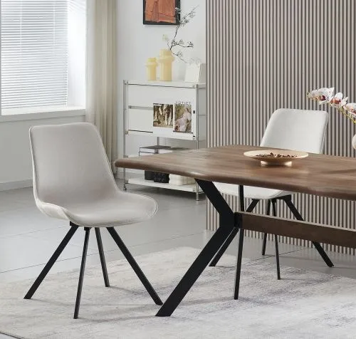 2er Set Stuhl Emilia | Webstoff | drehbar | creme