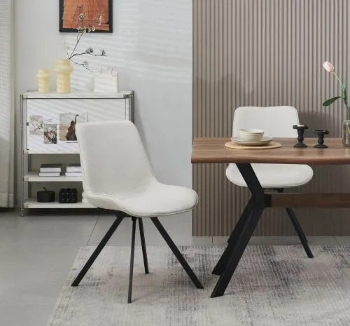 2er Set Stuhl Emilia | Webstoff | drehbar | creme