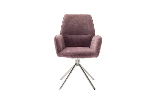 2er Set Stuhl Greyton mit Armlehnen | Edelstahl | drehbar | himbeer / rot