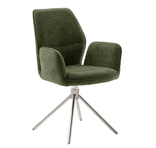 2er Set Stuhl Greyton mit Armlehnen | Edelstahl | drehbar | olive