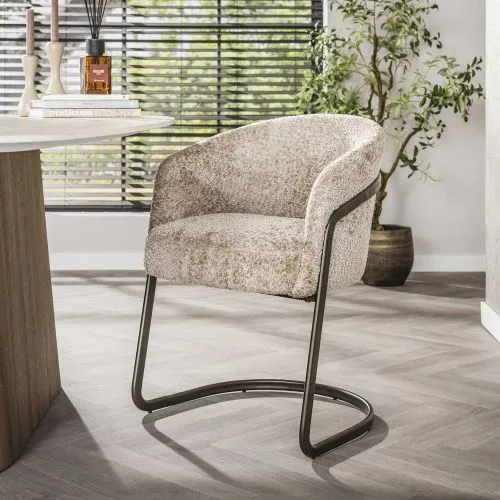 2er Set Stuhl Harmony | mit Schwinger-Gestell | Alura-Stoff / Chenillegewebe | sand